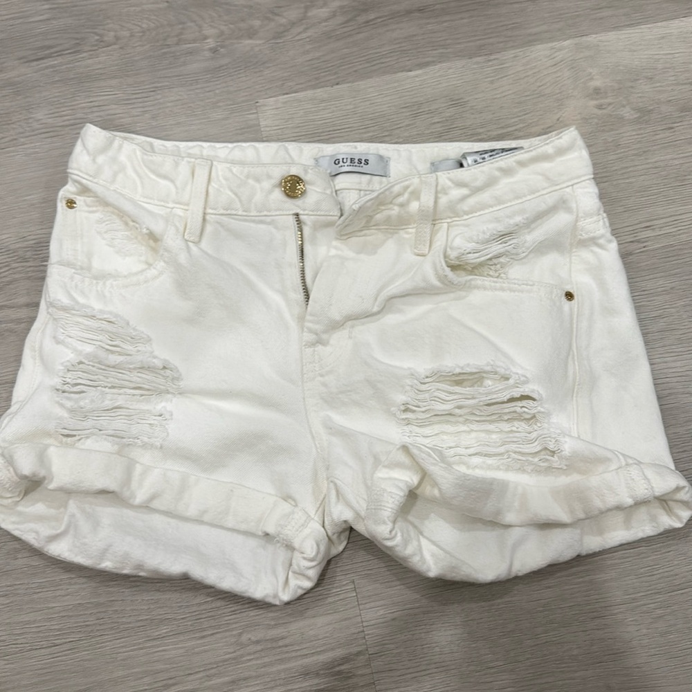 Guest boy fit denim white shorts